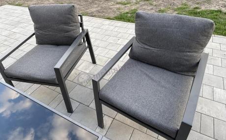 Grafitowy komplet ogrodowy metalowy z sofą 175cm Sodor Dining