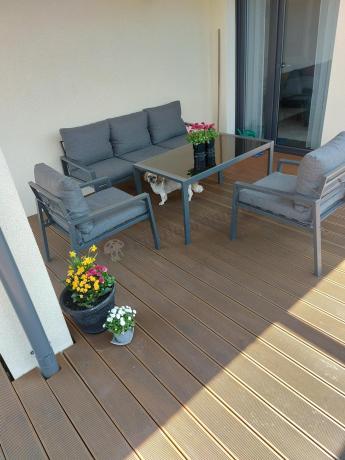 Grafitowy komplet ogrodowy metalowy z sofą 175cm Sodor Dining