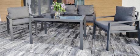 Grafitowy komplet ogrodowy metalowy z sofą 175cm Sodor Dining