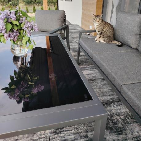 Grafitowy komplet ogrodowy metalowy z sofą 175cm Sodor Dining