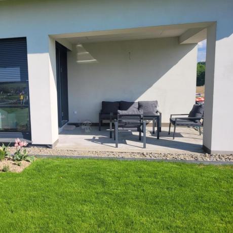 Grafitowy komplet ogrodowy metalowy z sofą 175cm Sodor Dining