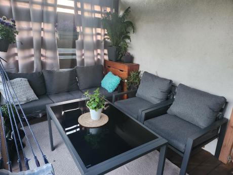 Grafitowy komplet ogrodowy metalowy z sofą 175cm Sodor Dining