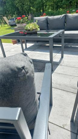 Grafitowy komplet ogrodowy metalowy z sofą 175cm Sodor Dining