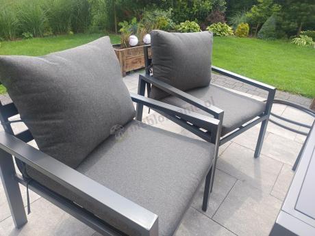 Grafitowy komplet ogrodowy metalowy z sofą 175cm Sodor Dining