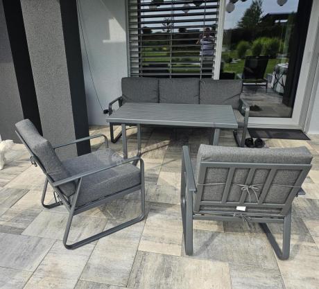 Grafitowy meble ogrodowe metalowe komplet dla 5 osób - Ater Dining
