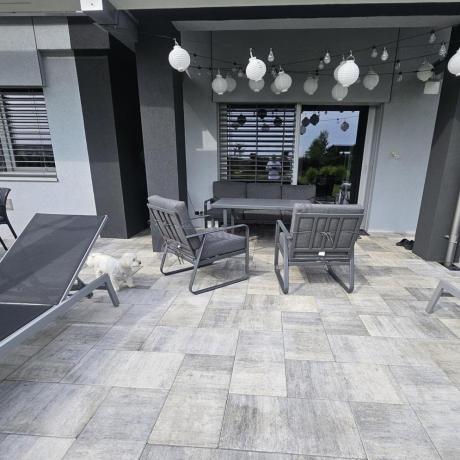 Grafitowy meble ogrodowe metalowe komplet dla 5 osób - Ater Dining