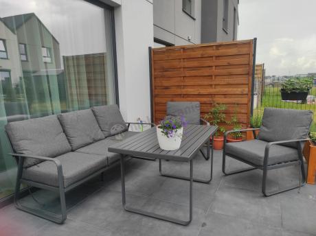 Grafitowy meble ogrodowe metalowe komplet dla 5 osób - Ater Dining
