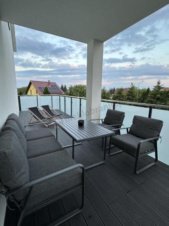 Grafitowy meble ogrodowe metalowe komplet dla 5 osób - Ater Dining