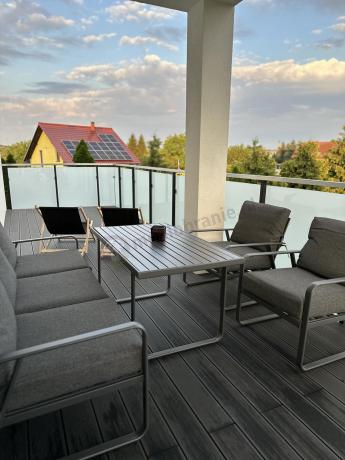 Grafitowy meble ogrodowe metalowe komplet dla 5 osób - Ater Dining