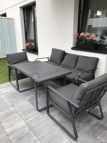 Grafitowy meble ogrodowe metalowe komplet dla 5 osób - Ater Dining