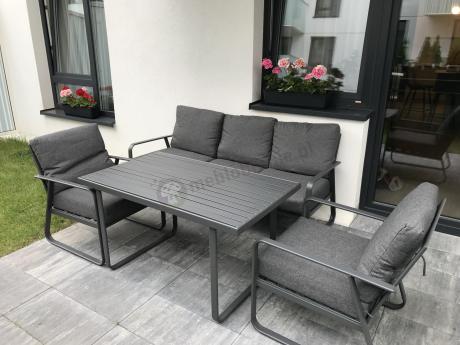 Grafitowy meble ogrodowe metalowe komplet dla 5 osób - Ater Dining