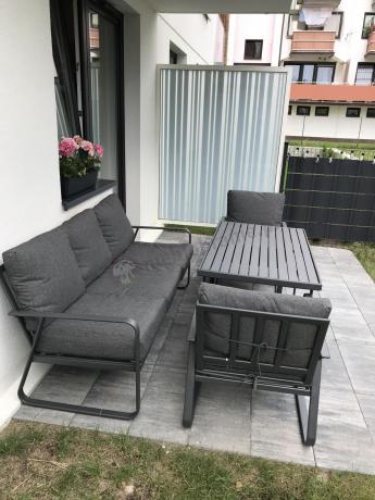 Grafitowy meble ogrodowe metalowe komplet dla 5 osób - Ater Dining