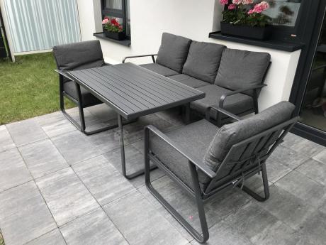 Grafitowy meble ogrodowe metalowe komplet dla 5 osób - Ater Dining
