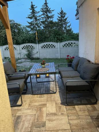 Grafitowy meble ogrodowe metalowe komplet dla 5 osób - Ater Dining