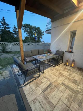 Grafitowy meble ogrodowe metalowe komplet dla 5 osób - Ater Dining