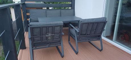 Grafitowy meble ogrodowe metalowe komplet dla 5 osób - Ater Dining
