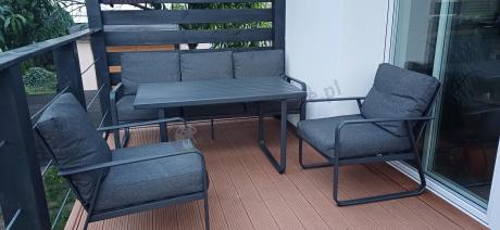 Grafitowy meble ogrodowe metalowe komplet dla 5 osób - Ater Dining