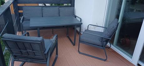 Grafitowy meble ogrodowe metalowe komplet dla 5 osób - Ater Dining
