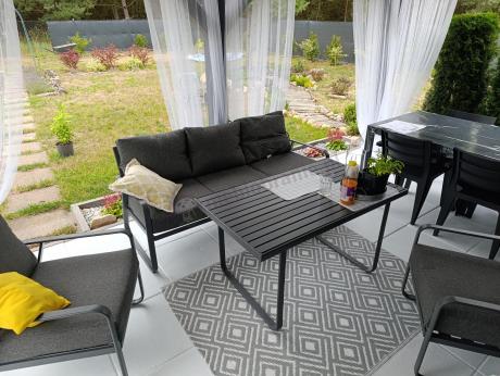 Grafitowy meble ogrodowe metalowe komplet dla 5 osób - Ater Dining