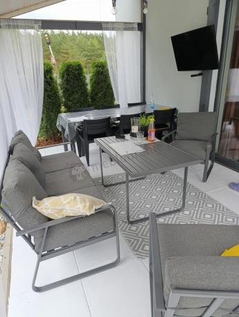 Grafitowy meble ogrodowe metalowe komplet dla 5 osób - Ater Dining