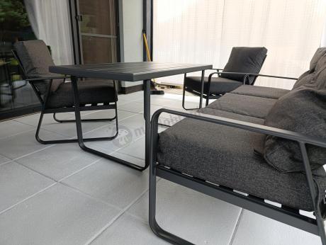 Grafitowy meble ogrodowe metalowe komplet dla 5 osób - Ater Dining