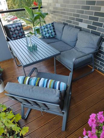 Grafitowy meble ogrodowe metalowe komplet dla 5 osób - Ater Dining