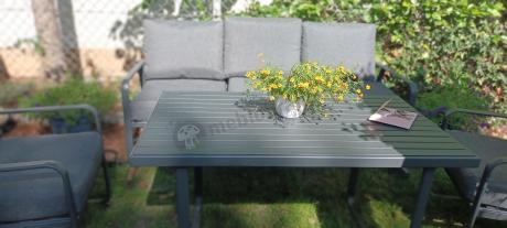 Grafitowy meble ogrodowe metalowe komplet dla 5 osób - Ater Dining