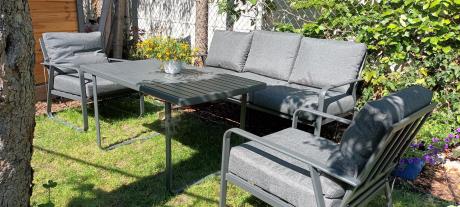 Grafitowy meble ogrodowe metalowe komplet dla 5 osób - Ater Dining