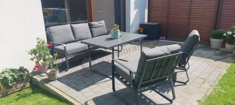 Grafitowy meble ogrodowe metalowe komplet dla 5 osób - Ater Dining