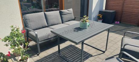Grafitowy meble ogrodowe metalowe komplet dla 5 osób - Ater Dining