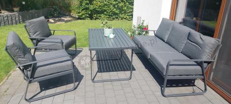 Grafitowy meble ogrodowe metalowe komplet dla 5 osób - Ater Dining
