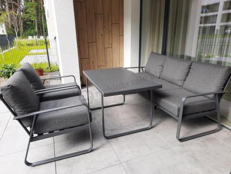 Grafitowy meble ogrodowe metalowe komplet dla 5 osób - Ater Dining