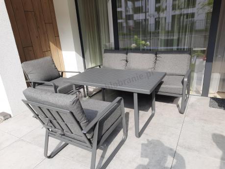 Grafitowy meble ogrodowe metalowe komplet dla 5 osób - Ater Dining