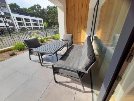 Grafitowy meble ogrodowe metalowe komplet dla 5 osób - Ater Dining