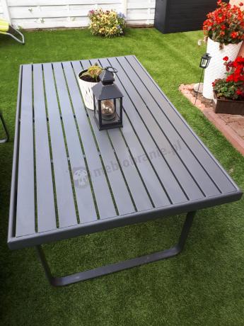 Grafitowy meble ogrodowe metalowe komplet dla 5 osób - Ater Dining