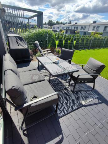 Grafitowy meble ogrodowe metalowe komplet dla 5 osób - Ater Dining