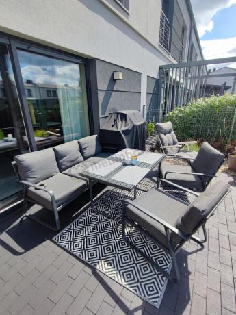 Grafitowy meble ogrodowe metalowe komplet dla 5 osób - Ater Dining