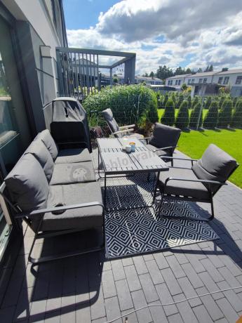 Grafitowy meble ogrodowe metalowe komplet dla 5 osób - Ater Dining