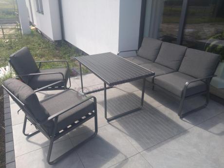 Grafitowy meble ogrodowe metalowe komplet dla 5 osób - Ater Dining