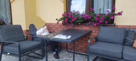 Grafitowy meble ogrodowe metalowe komplet dla 5 osób - Ater Dining