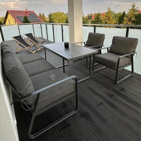 Grafitowy meble ogrodowe metalowe komplet dla 5 osób - Ater Dining