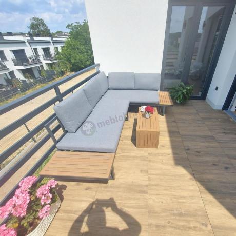 Grafitowy narożnik modułowy Vernon - aluminiowy stelaż
