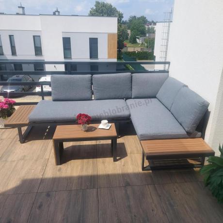 Grafitowy narożnik modułowy Vernon - aluminiowy stelaż