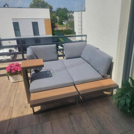 Grafitowy narożnik modułowy Vernon - aluminiowy stelaż