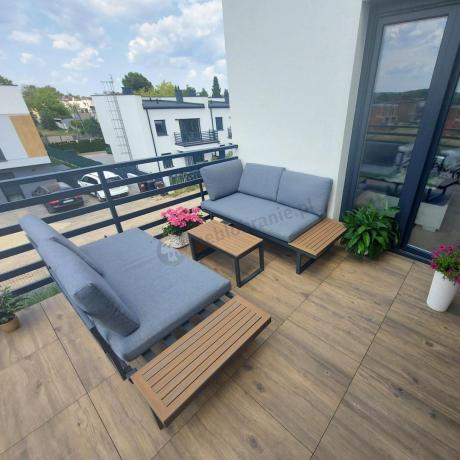 Grafitowy narożnik modułowy Vernon - aluminiowy stelaż