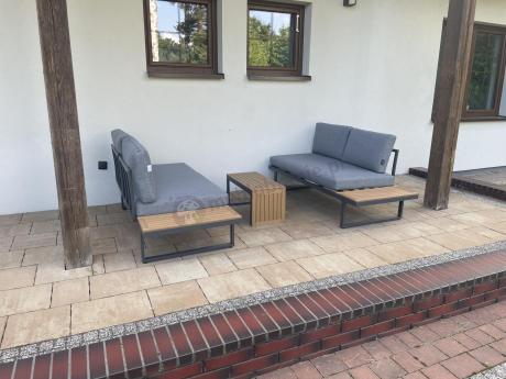 Grafitowy narożnik modułowy Vernon - aluminiowy stelaż