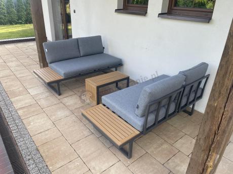 Grafitowy narożnik modułowy Vernon - aluminiowy stelaż