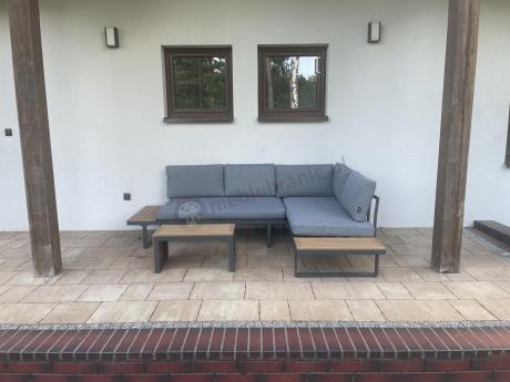 Grafitowy narożnik modułowy Vernon - aluminiowy stelaż