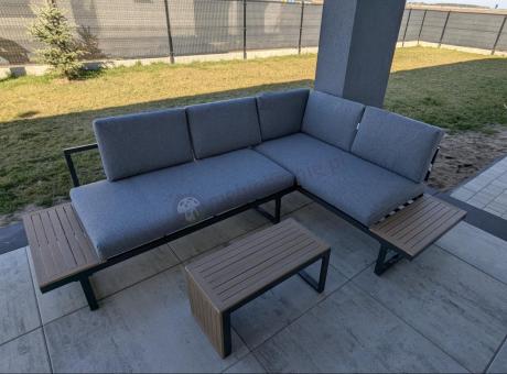 Grafitowy narożnik modułowy Vernon - aluminiowy stelaż