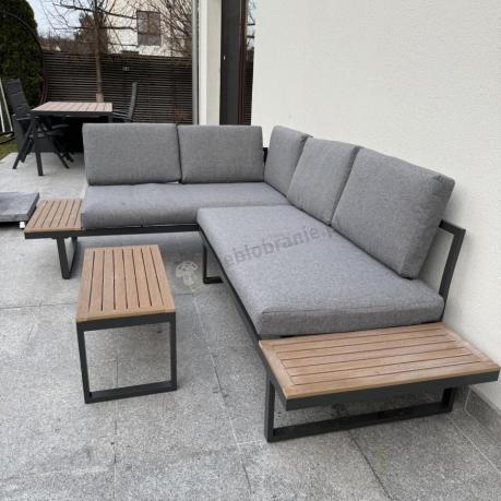 Grafitowy narożnik modułowy Vernon - aluminiowy stelaż